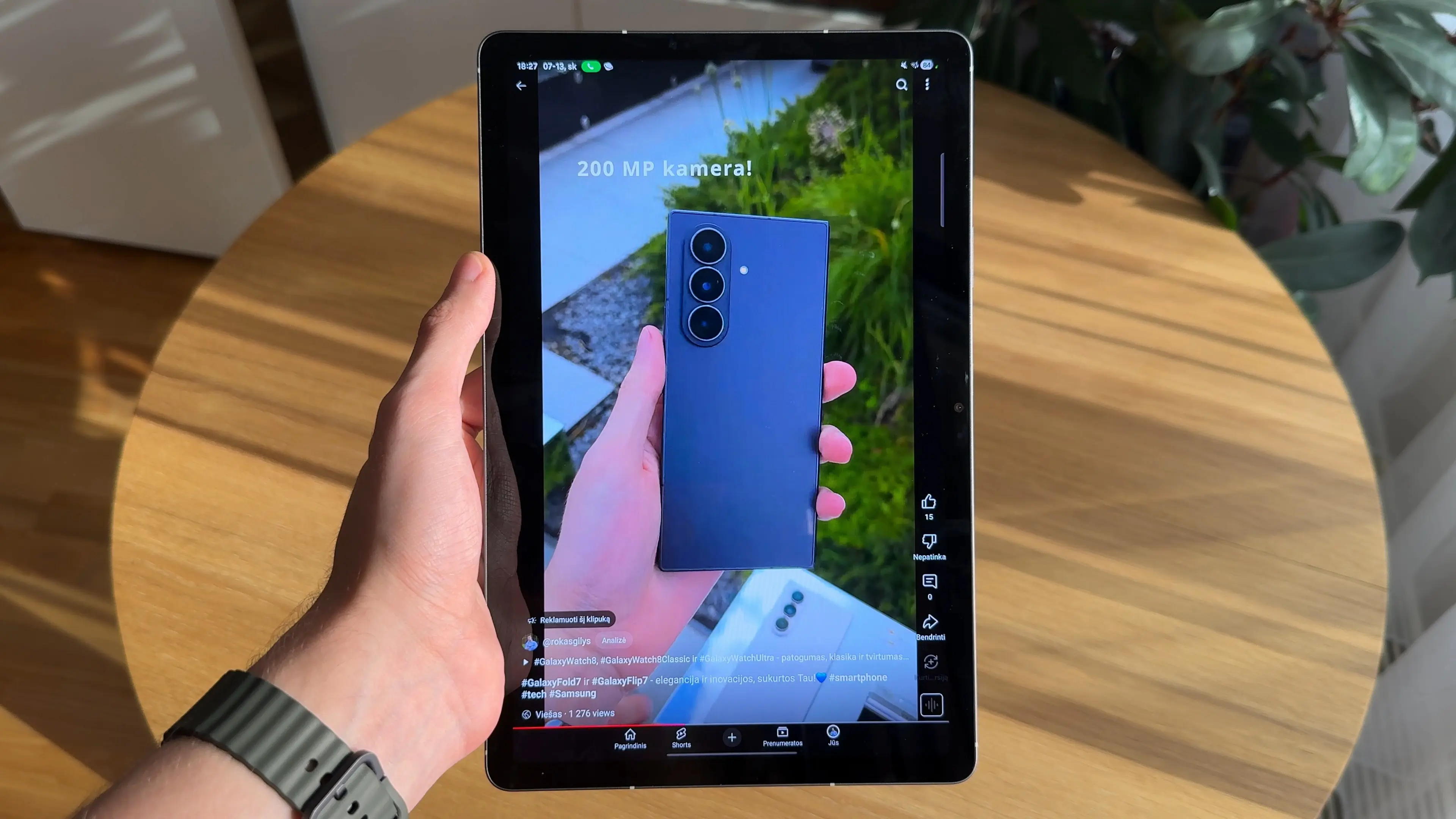 Galaxy Tab S10 FE „YouTube Shorts“ peržiūra